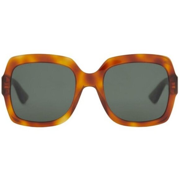 GUCCI Light Havana Square Sunglasses GG0036S 003 Havana/Green Glitter New in Box - Picture 3 of 7